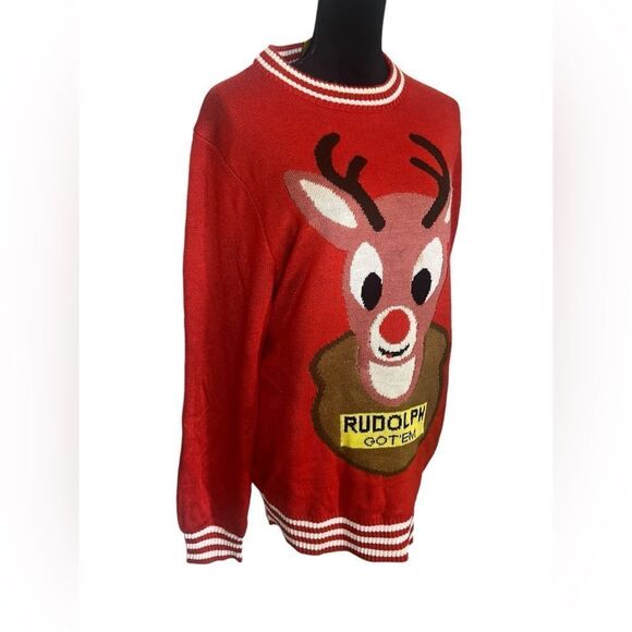 TIPSY ELVES MENS RED RUDOLPH UGLY CHRISTMAS SWEATER FESTIVE HOLIDAY SIZE XL - Picture 6 of 10